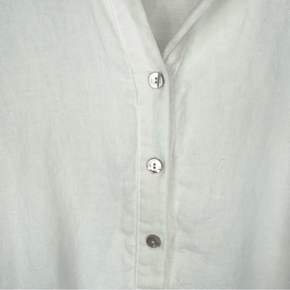 Finley Jasmine Sleeveless Tiered White Linen Dress Collared Button Front Size S - Picture 4 of 7